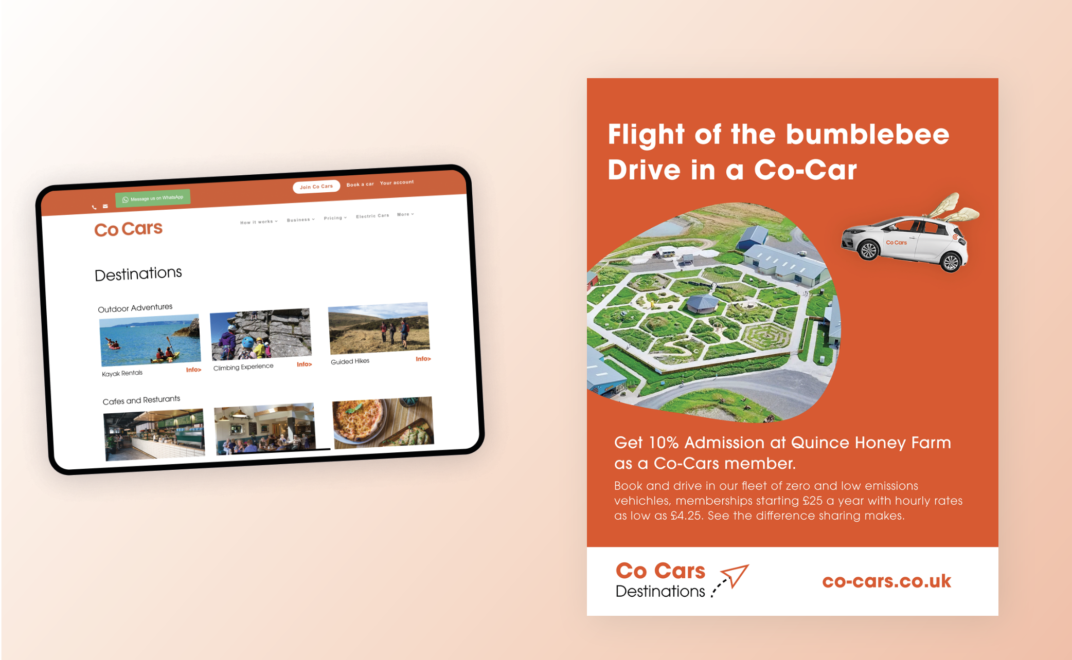 mockups of co-cars destinations touchpoints